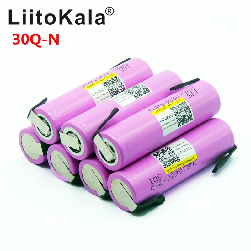 LiitoKala 100% Original 3.7V INR 18650 30Q-N 3000mAh Rechargeable Batteries 18650 Battery