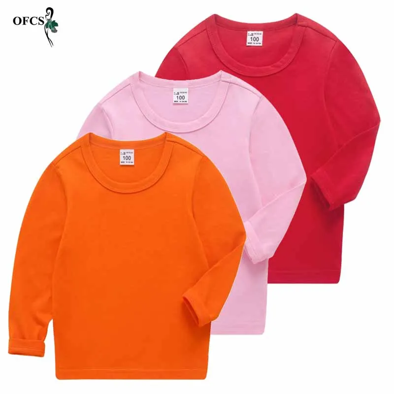 

Fashion Cotton T Shirt For Boy Girls Clothes Child Solid T_Shirt Kids Toddler Sweatshirts For Retail Children's Clothing 24M-12Y