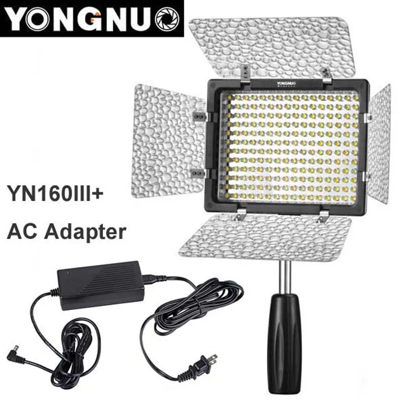 

Yongnuo YN160 III 3200-5500K CRI95 160 LED Video Light with AC DC Power Adapter for Canon Nikon Sony DSLR & Camcorder