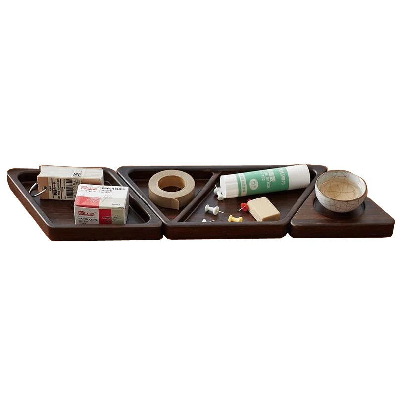 

3pcs/set Triangle Wooden Stationery Desk Set School Creative Desk Accessories Office Desk Organizer Stackable Stationery Set