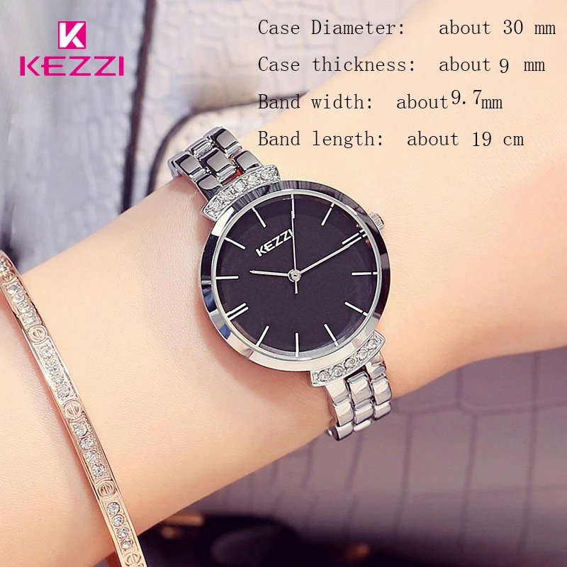 KEZZI Luxury Brand Watches Women Waterproof Stainless Steel Quartz Watch Roman Scale Multi Cutting Surface Mirror Bracelet Watch