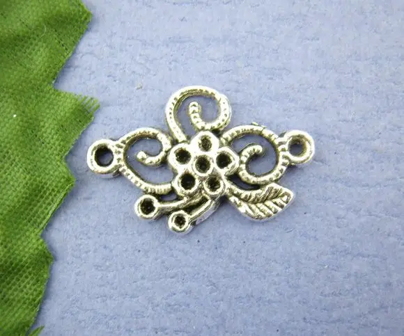 DoreenBeads Retail 35PCs Ornate Floral Connectors Charms Beads15*24mm