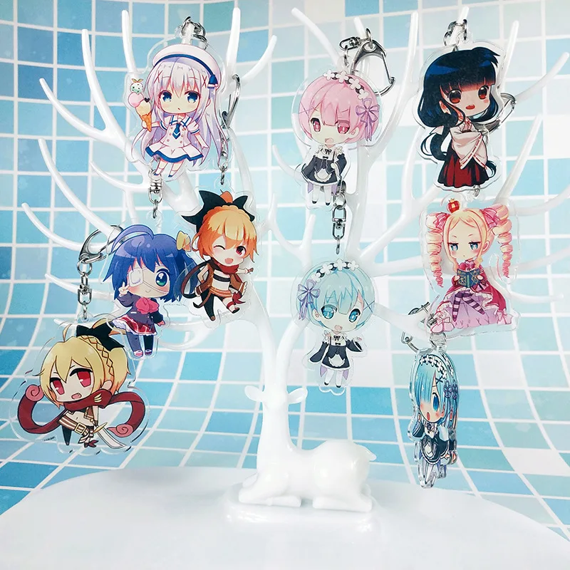 1pcs Anime Girls Re Zero REM RAM Kantai Asuna Yoshino Date A Live Doubleside Print Portachiavi Pendant Keychain Keyrings Y20