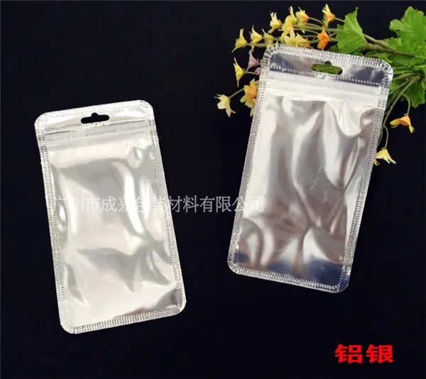 

Retail Silver 300Pcs/Lot 10.5*15cm Zipper Top Aluminum Foil Packing Pouches With Hang Hole For Electronic Products Packagng Bags