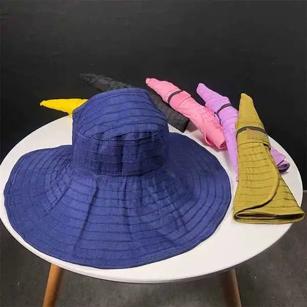 2019summer parent-child sun hat women wild anti-UV ride folding sun hat empty top cap wide side sun hat girl beach hat wholesale