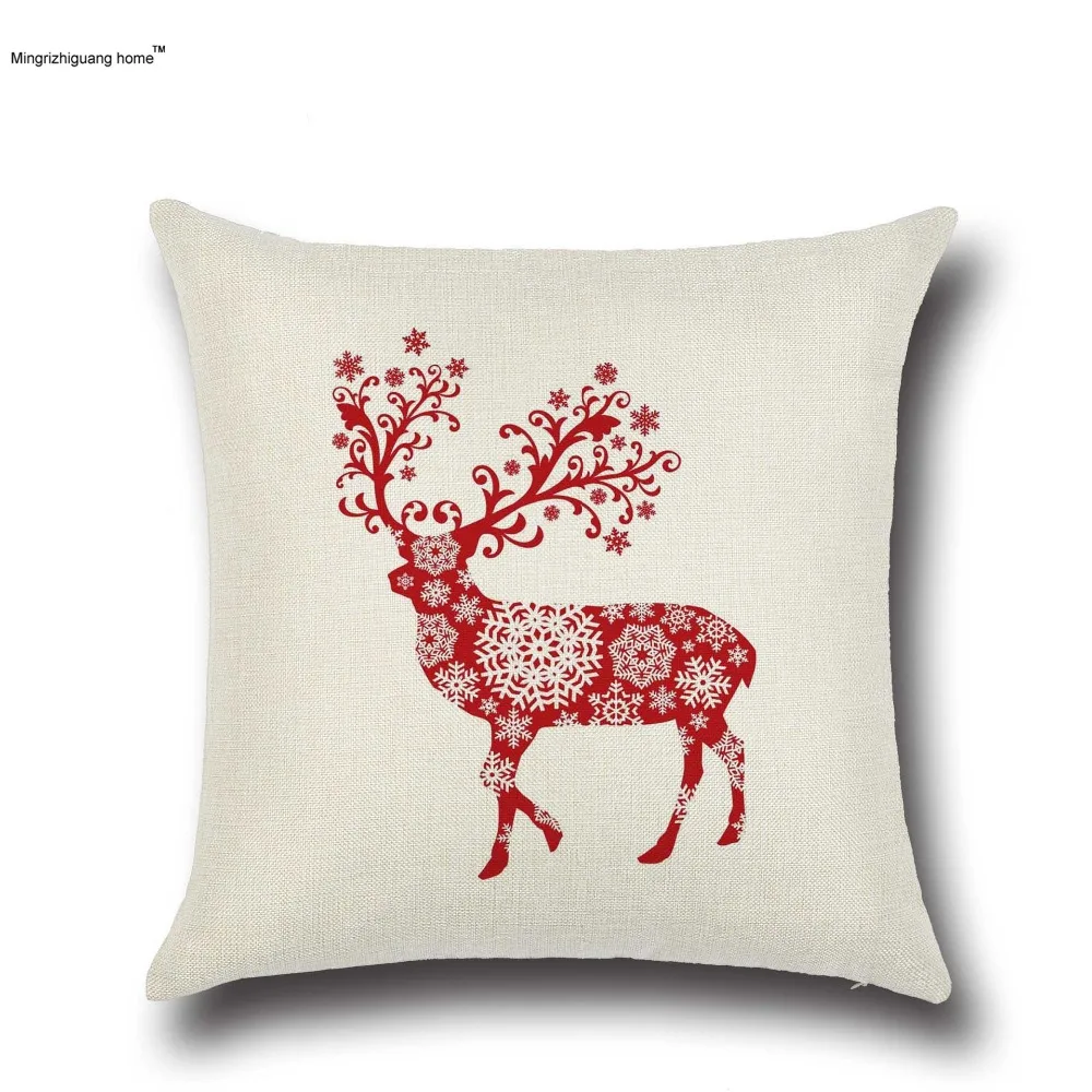 1PC Decorative throw pillow case geometric Deer elephant animals bear cotton linen cushion cover for sofa home room decor OU 015