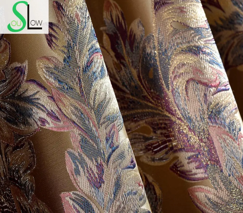 High Precision Jacquard Curtains Peacock Feather Yarn Luxury  Floral Cortinas For Living Room Curtain Cortina Window Gardinen