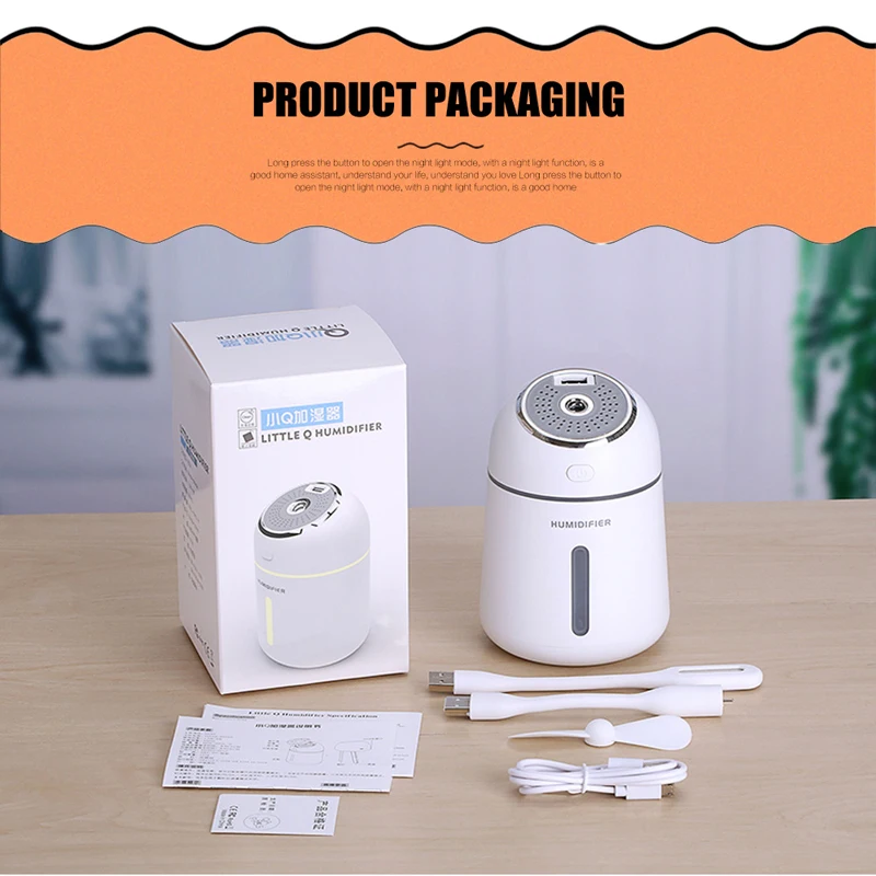 แบบพกพา Aromatherapy Air Humidifier USB Mist Maker Air Vaporizer USB Air พัดลมและไฟ led Aroma Essential Oil Diffuser