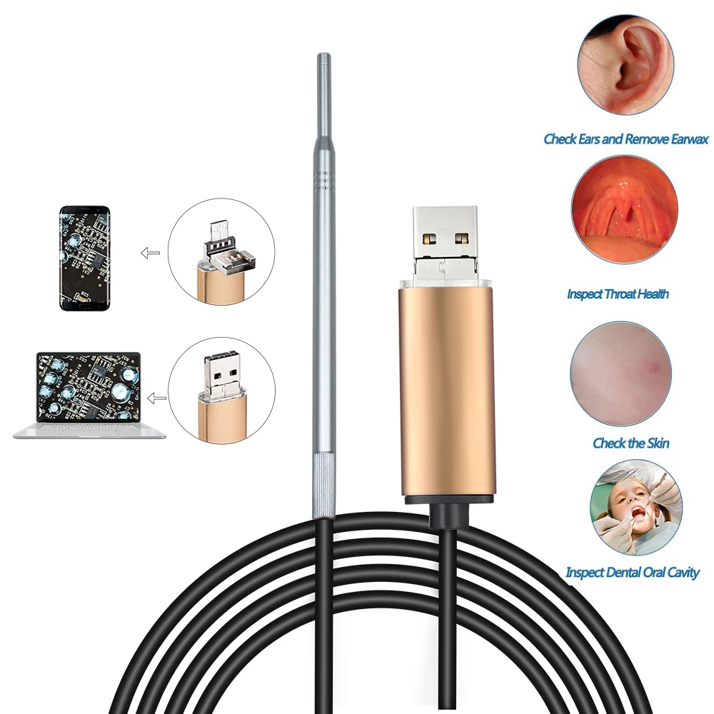 5.5mm Len USB Ear Cleaning Tool HD Visual Ear Spoon Multifunctional Earpick  Mini Camera Pen Ear Care In-ear Cleaning Endoscope