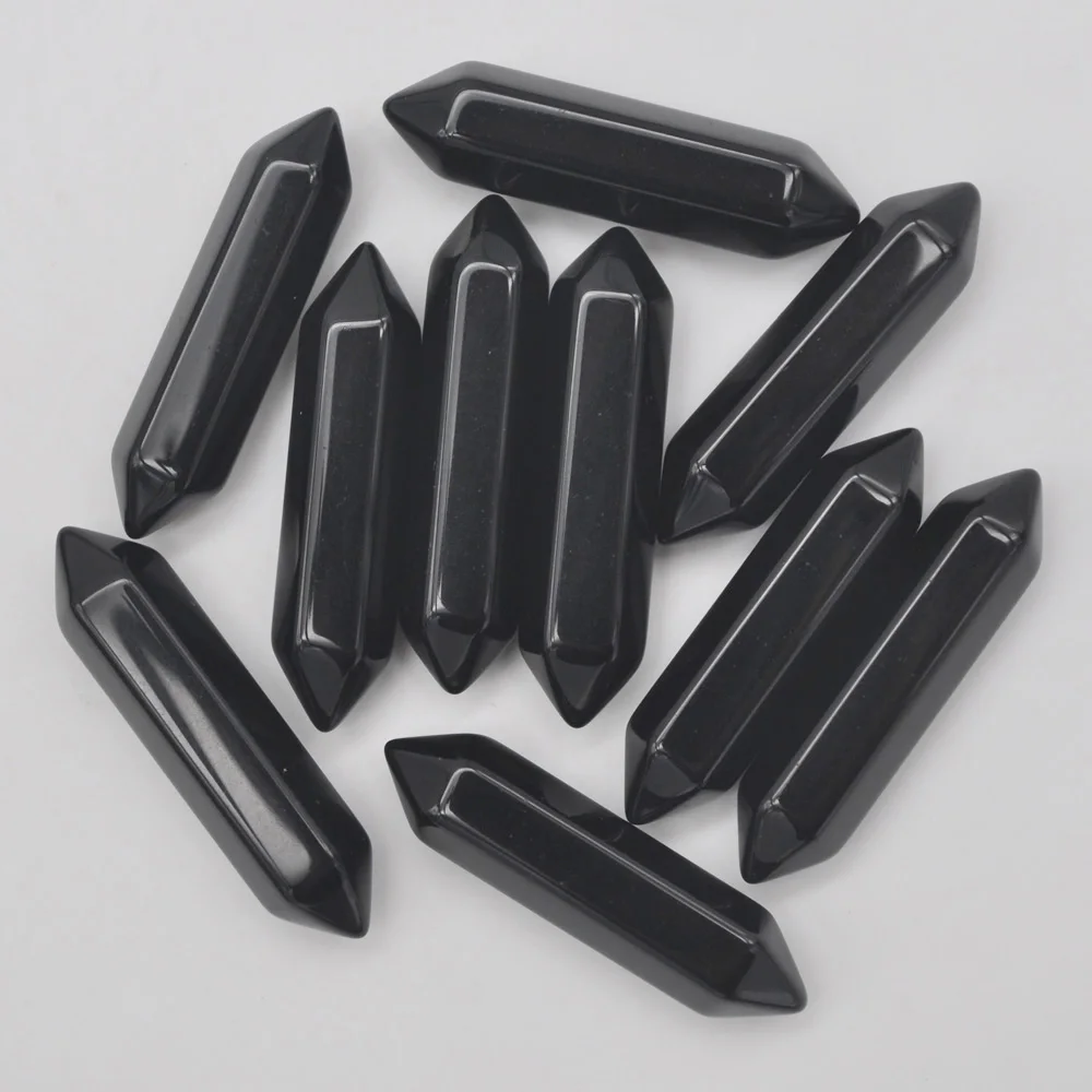 35x8MM Black Agate Cabochon CAB GEM Crystal Pillar Jewelry Pendant Making (5 pcs/lot) H204