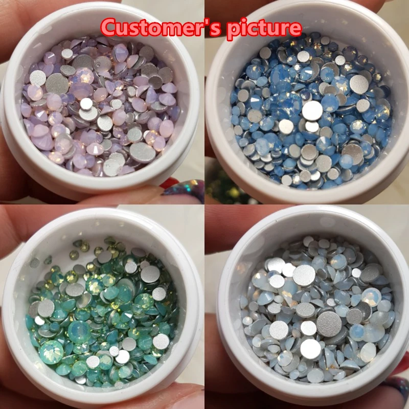 1 แพ็คขนาดผสม (SS4-SS20) คริสตัลโอปอลที่มีสีสันเล็บArt Rhinestoneตกแต่งGlitterอัญมณี 3Dเล็บหนังสืออุปกรณ์เสริมเครื่องมือ