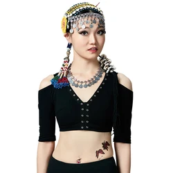 ATS Tribal Belly Dance Clothing Tank Top Choli Tops Off Shoulder Backless Plus Size Women Gypsy Tribal Dance