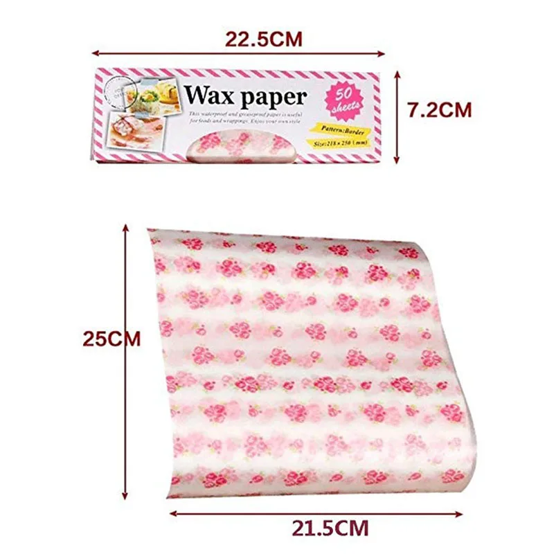 Walfos  50Pcs/Lot Wax Paper Food Grade Grease Paper Food Wrappers Wrapping Paper For Bread Fries Oilpaper Baking Tools