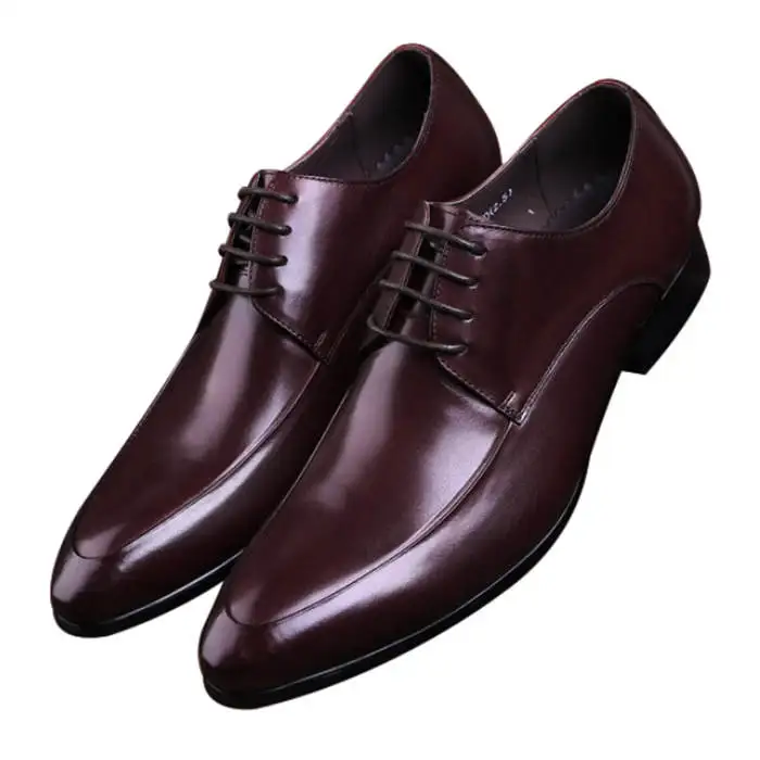 

Fashion Black / Brown Tan Pointed toe Derby shoes Mens Business Shoes Genuine Leather Dress Shoes Mens Wedding Shoes