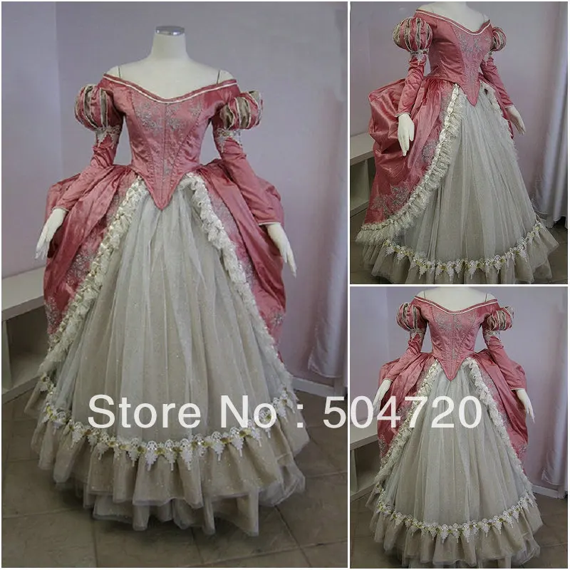 

19 Century Pink Civil War Southern Belle Gown evening Dress/Victorian Lolita dresses/scarlett dress US6-26 V-252