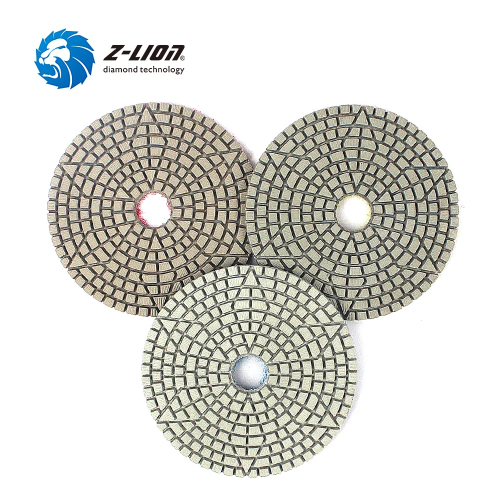 Z-Lion 3 Step Polishing Pad 4 Inch 100mm Abrasive Disc Wheel Diamond Tool For Stone Marble Granite Tile Flexible Grinding