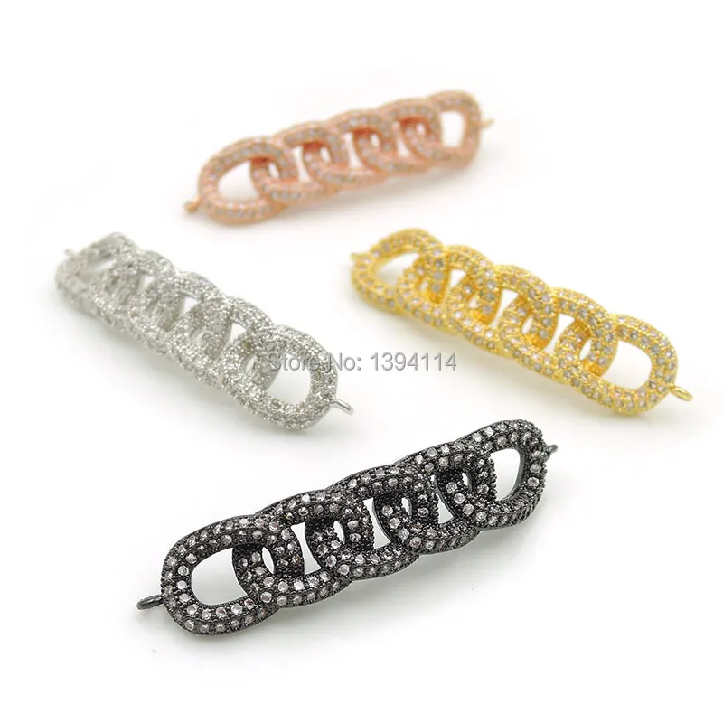 40*10*5mm Micro Pave Clear CZ Arc Bar Of Chain Connector Fit For Women As DIY Bracelets Accessory