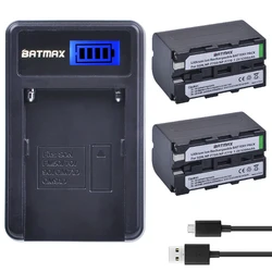 2 uds 5200mAh NP F750 NP F770 NP-F750 batería Akku + cargador USB LCD para Sony NP F970 F960 F550 F570 QM91D CCD-RV100 TRU47E