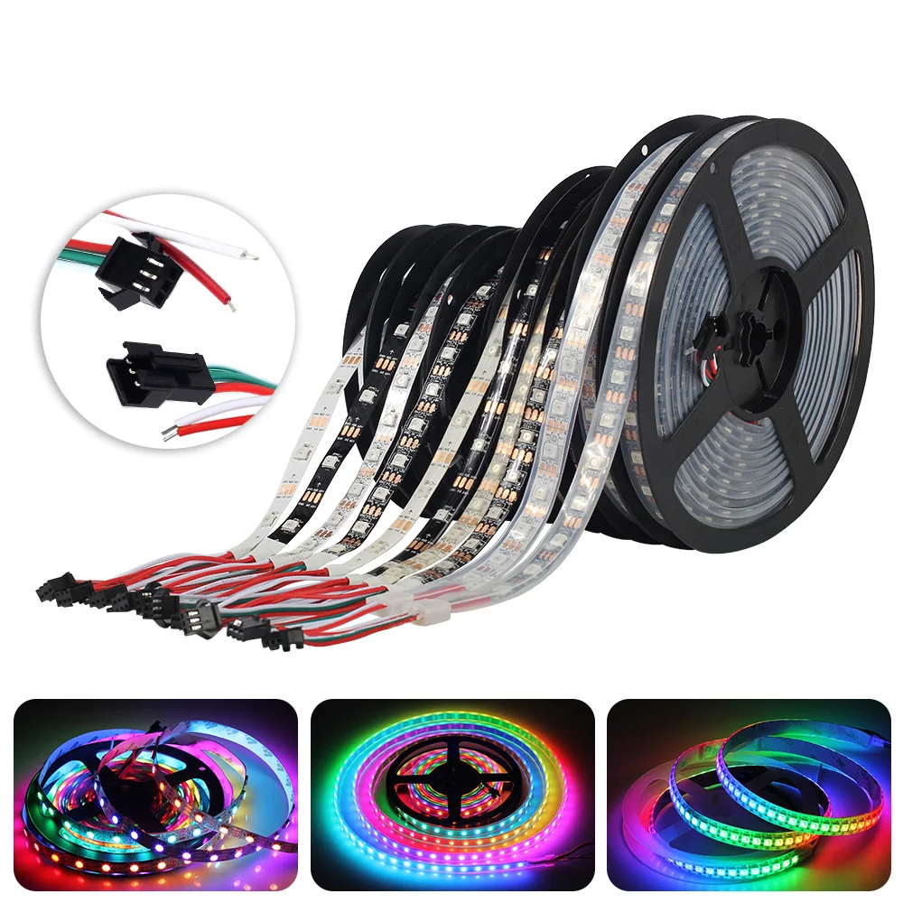 WS2812B LED Strip 5050 RGB 5V 30/60/144LED Pixels ws2812 IC Addressable color RGB LED Strip Light IP30 IP65 IP67 Waterproof