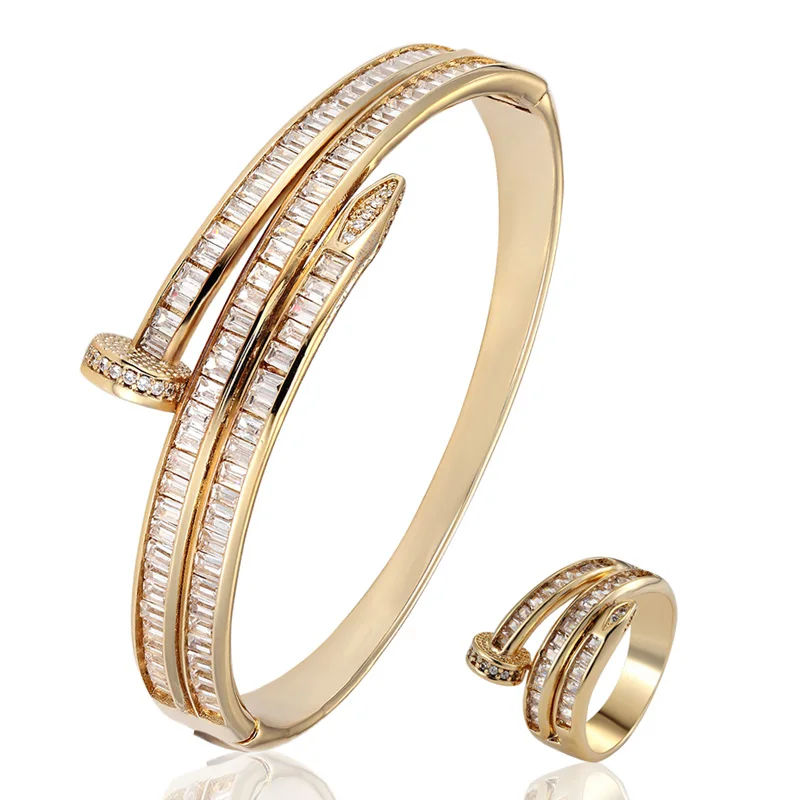 Zlxgirl AAA Zircon bangle For Women Party Anniversary Jewelry Copper Men Bangle Pulseira Women\'s Gold-color Bangle & Braceletes