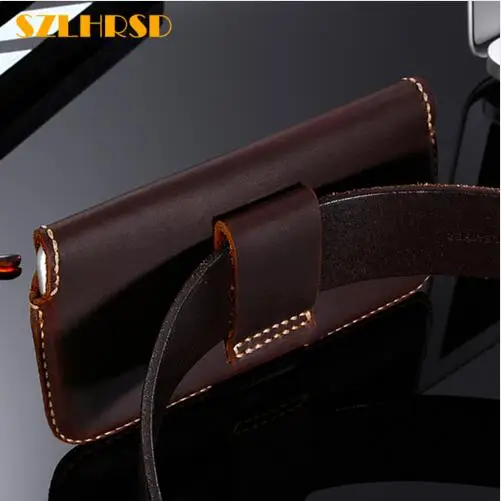 SZLHRSD Phone Cover Waist Bag hanging Belt Clip Genuine Leather Pouch Protective Cover for ZTE Nubia Z18 mini N3 A530 V9 Vita