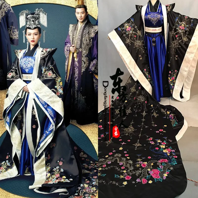 

Empress Gorgeous Embroidery Black White Costume for Newest TV Play The Princess WeiYoung Actress Tang Yan Women's Costume