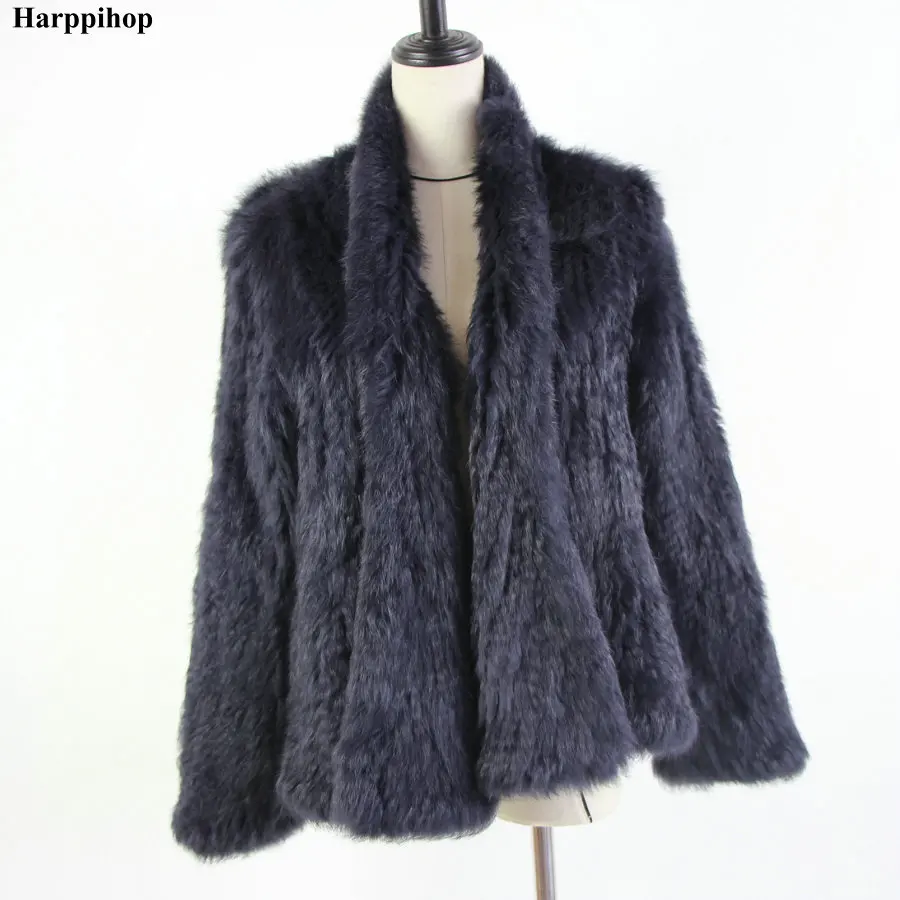 2021 Hot sale knitted rabbit fur jacket popuplar fashion fur jacket winter fur coat for women*harppihop