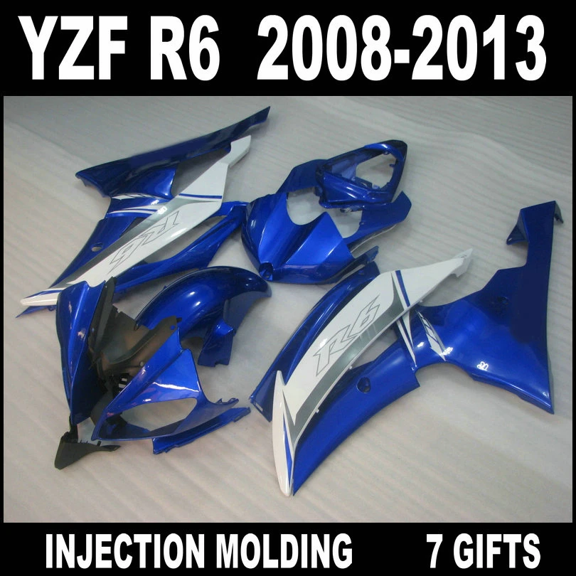 Factory outlet for YAMAHA R6 08 09 10 11 12 13 white blue black fairings high grade YZF R6 2008 2009 - 2013 fairing set JHN75