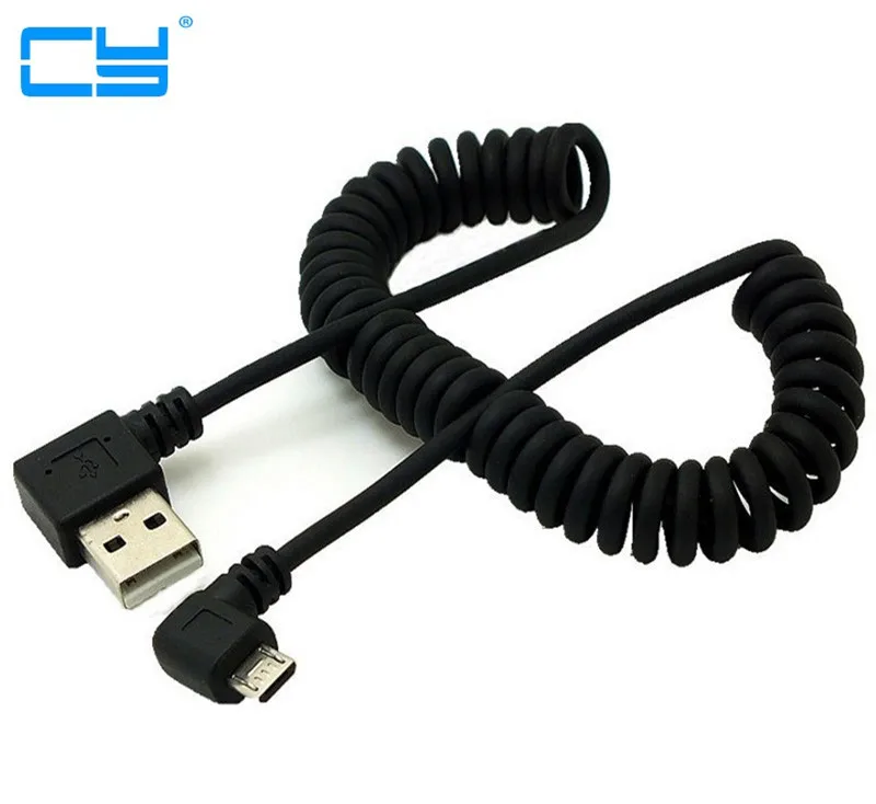 90 graus un esquerda em angulo micro usb macho para usb masculino esquerda angolare mola trecho Retratil cabo de sincronizacao