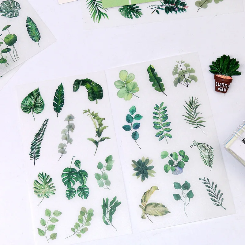 6pcs/lot Plants Green Leaves mini sticker  DIY diary decoration sticker Mobile phone album scrapbooking