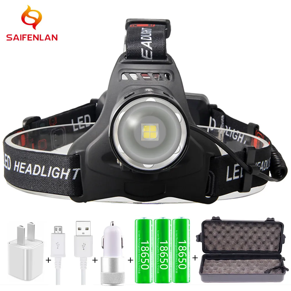 Powerful XHP70 LED Headlamp Waterproof Headlight XHP70.2 XHP50 Zoom LED Head Forehead Flashlight Powered by 18650 batteries