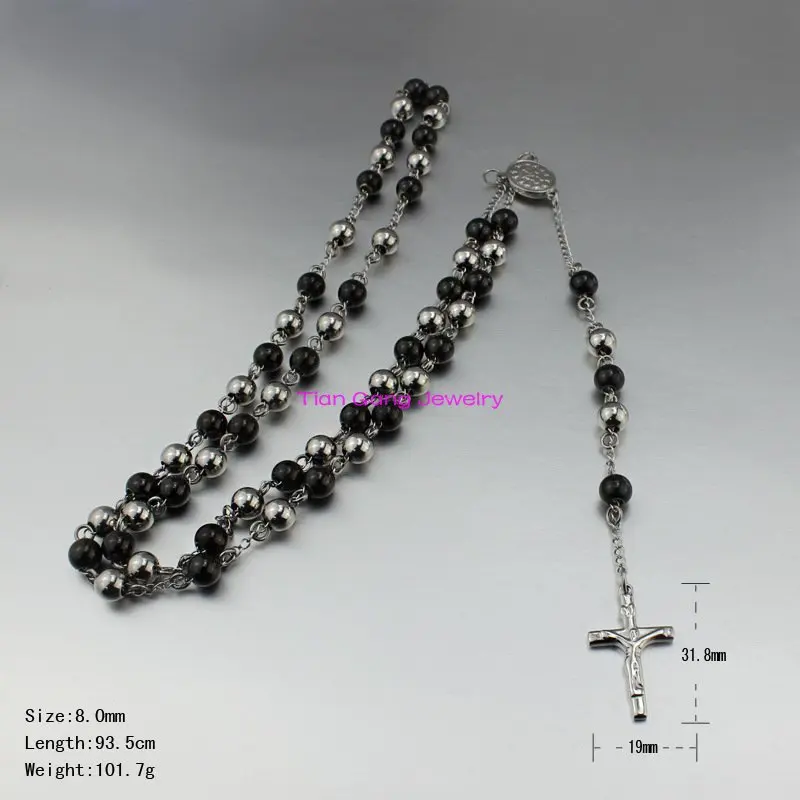 Stainless Steel Catholic Religous Rosary Cross Necklaces Beads For Men Women Jewelry, Wholesale 5pcs/lot Free Shipping