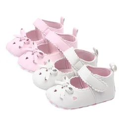 Chaussures en cuir PU pour bébés filles | Chaussures pour bébés filles à nœud papillon, chaussures de nouveau-né décontractées pour filles, chaussures à semelle antidérapante pour premiers marcheurs