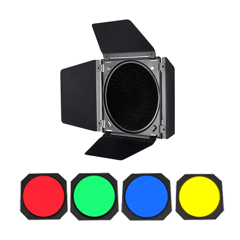 

Godox Large Barn Door Honeycomb Grid 4-Color Gel Filter BD-04 for 7"/18cm Standard Reflector Photo Studio Strobe Flash Light