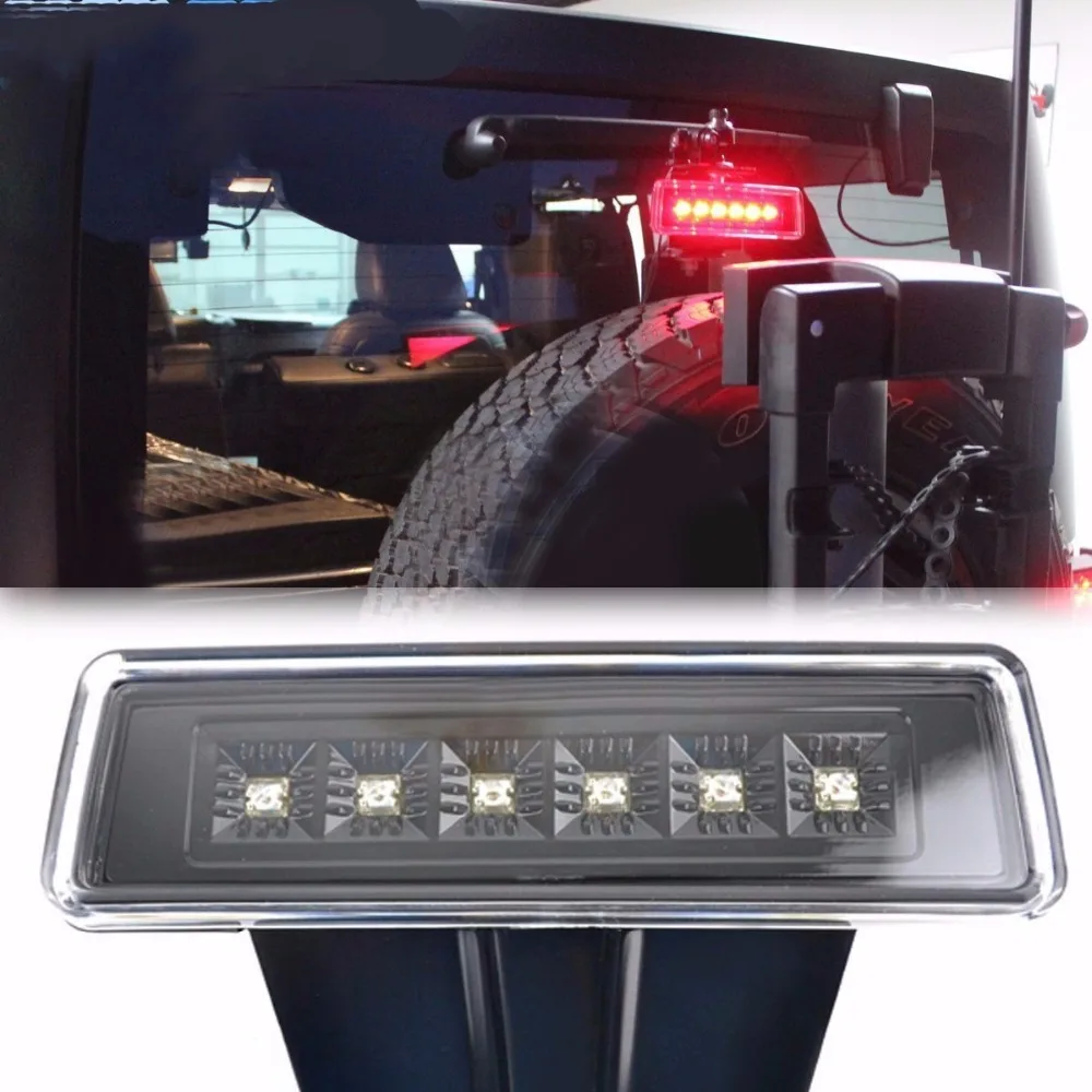 LED Brake Light Red 15W 6 Rear Tail 3rd led Brake Light Third Brake Lamp Fit For Jeep Wrangler JK