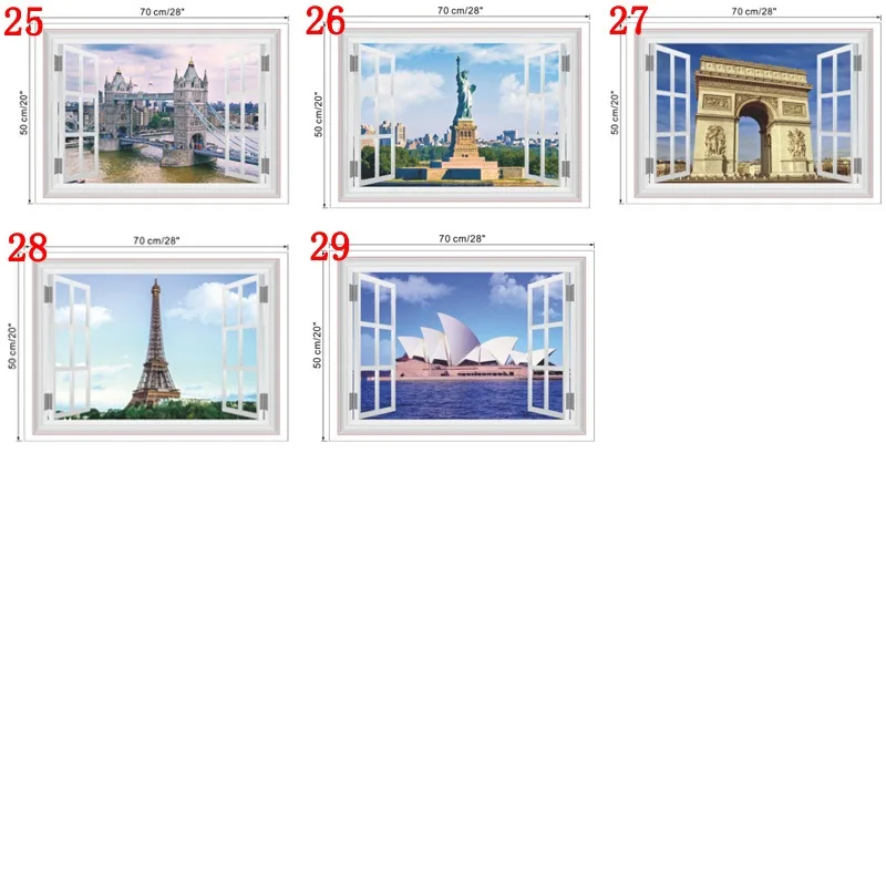 3d Fake Window Wall Stickers For Office Living Room Bedroom Home Decoration Sea Hill Animal Forest Space Scenery Mural Art Decal