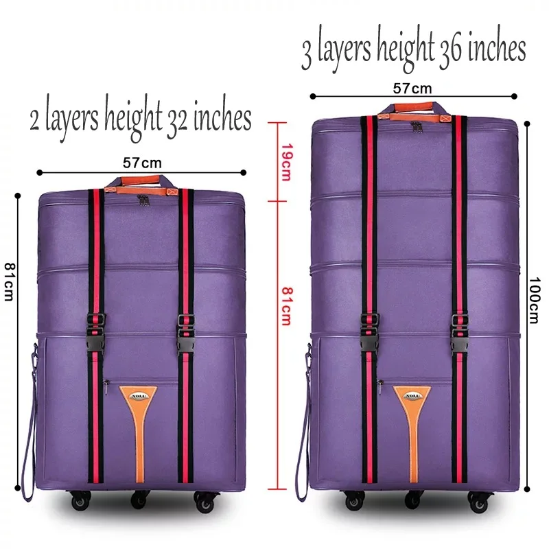 Hot!36 size Large capacity Oxford rolling luggage bag abroad to study and move to move folding trolley suitcase mala travel bag