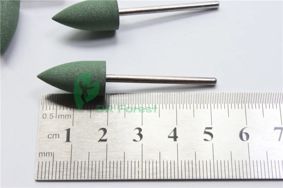 Dentist Lab Green SILICONE Polishers 2.35mm Diamond polishing Burs 100Pcs