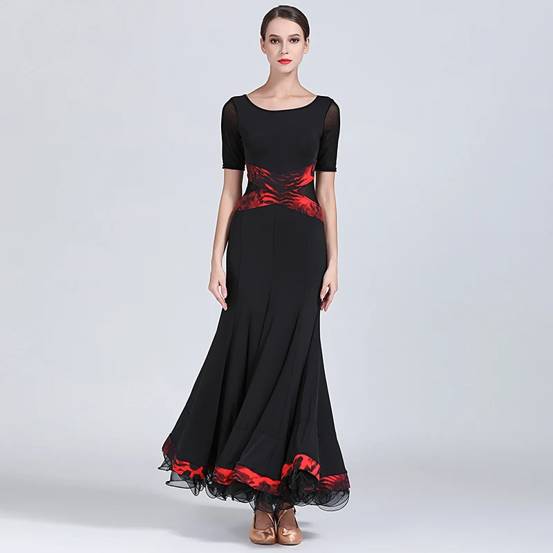 Cross Contrast Color Ballroom Dress Woman Dance Clothes Spanish Flamenco Dress Viennese Waltz Dress Dance Wear Party Costumes