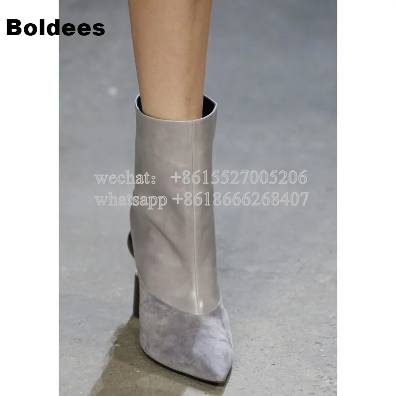 Fashion Show Pointed Toe Fall Autumn Short Boots Women Abnormal Heeled Boots