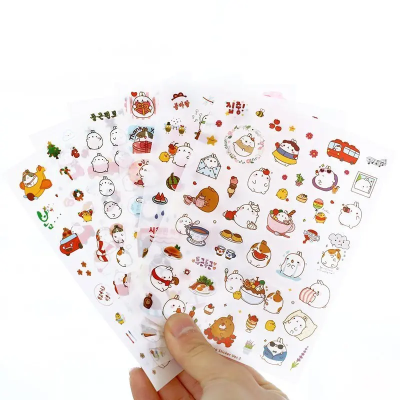 6 Sheets/set Cute fat Rabbit Decorative Sticker Diary Album Label Sticker DIY Scrapbooking Stationery Stickers Escolar