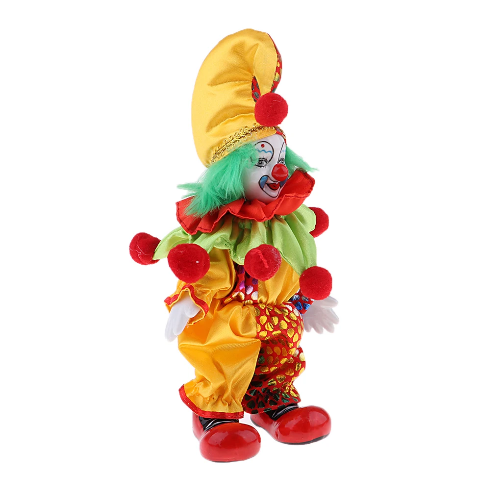 Vintage Clown Doll Standing Doll Colorful Children Christmas Gift Home Decor Funny Clown Halloween Decoration for Kids Display