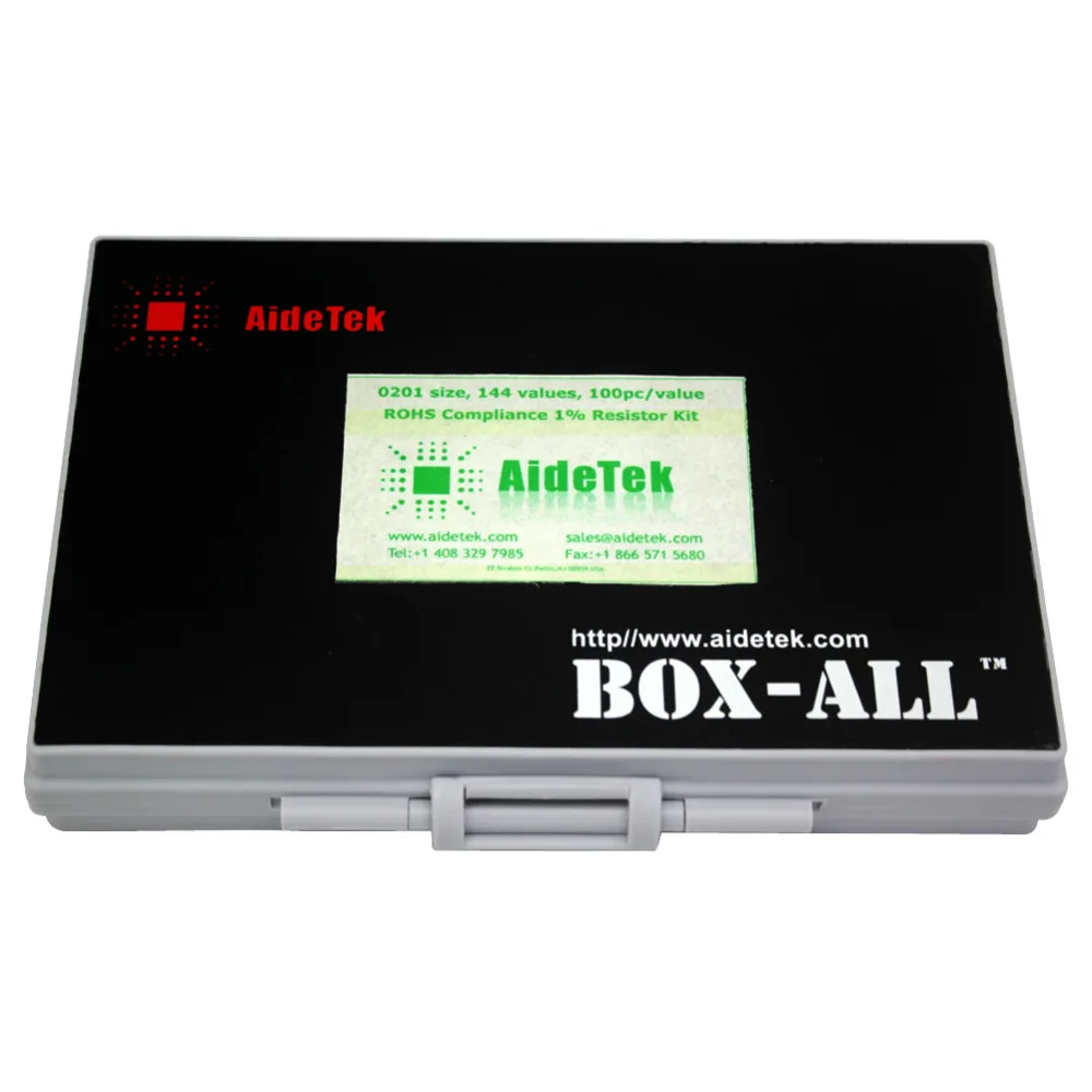 AideTek SMD 0201 RoHS 1% 144 значение x 100 шт набор резисторов Ассорти распределенный в коробке-все Органайзер R02E24100