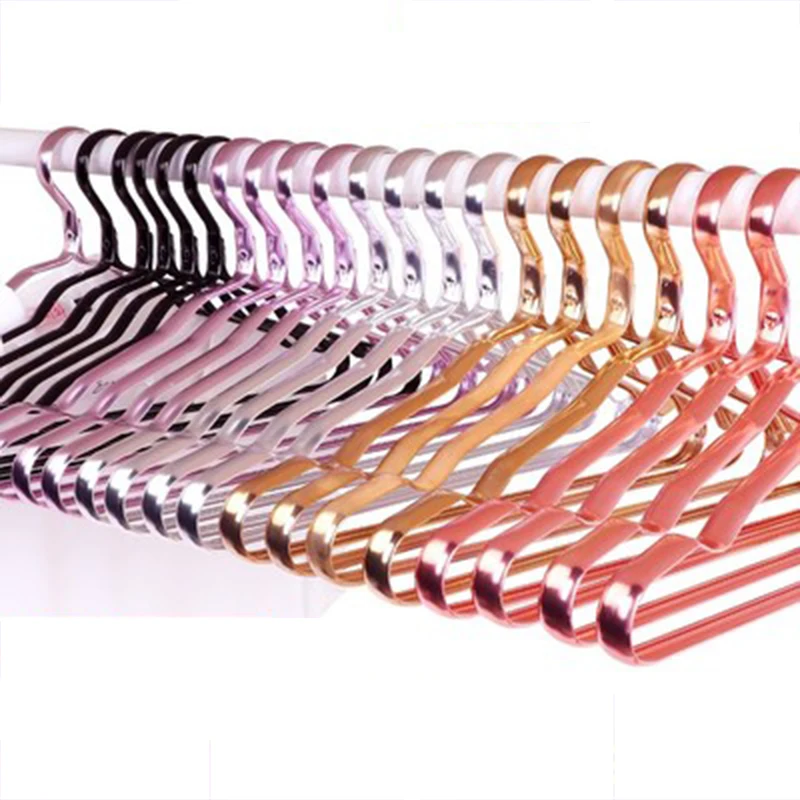 

10 pcs/lot 41cm Aluminium Alloy Coat Hangers Anti-skid Seamless Metal Clothes Hanger Stainless Steel Clothing Drying Rack