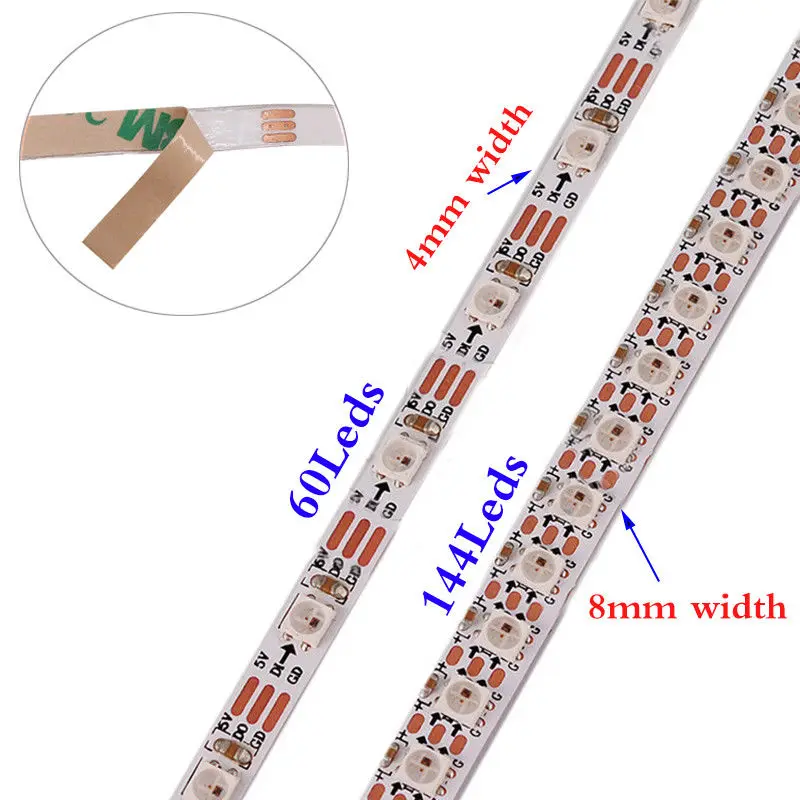 2 M SK6812 Mini 3535 144led/M DC5V Addressable LED RGB Pixel Strip 8 Mm Lebar PC