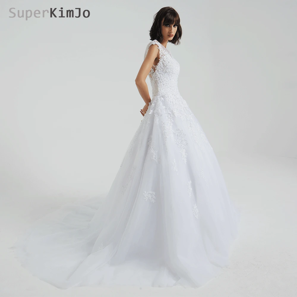 Superkimjo-vestido de noiva o cauda da, vestido de noiva com apliques de contas, estilo arábia, 2019