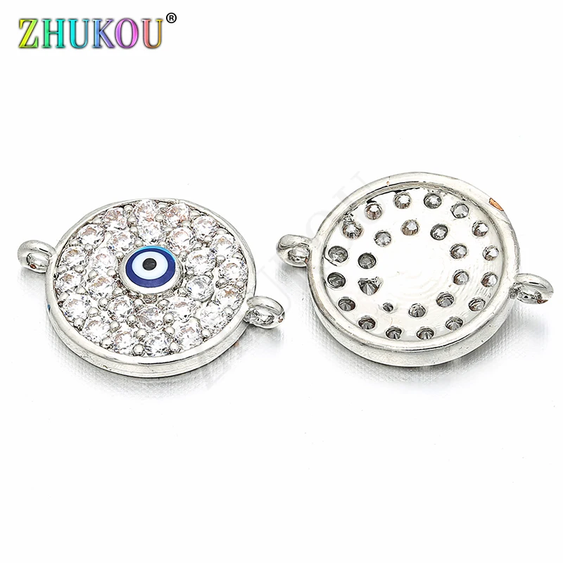 11mm High Quality Copper Zirconia Rhinestone Evil Eyes Charms Connector for Diy Jewelry Findings Accessories, Model: VS4