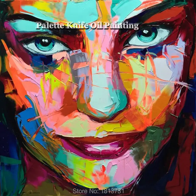 

Hand painted Francoise Nielly Palette knife portrait Face Oil painting Character figure canva wall Art picture15-57