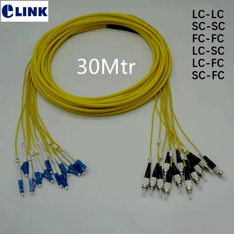 

12 core 30M Patchcord LC-LC SC-SC LC-SC FC-FC LC-FC SC-FC SM ftth fiber Trunk Breakout 2.0mm LC SC FC optical fiber jumper ELINK