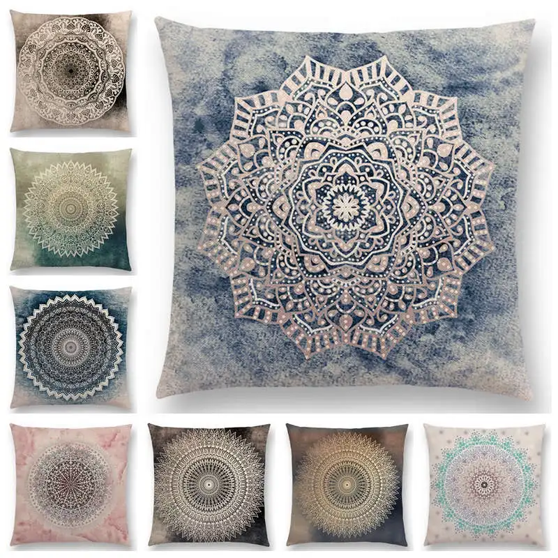 

New Dreamy Rainbow Boho Desert Flower Gorgeous Gold Mandalas Savanah Fantasy Serenity Prints Cushion Cover Sofa Pillow Case